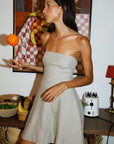 The Chiara Mini Bandeau Dress in oatmeal