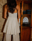 The Chiara Mini Bandeau Dress in oatmeal
