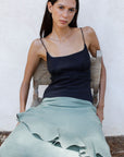 The Carrie Ruffled Maxi Skirt in olive green