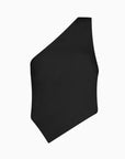 The Ava Asymmetric One-Shoulder Top in black