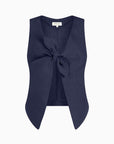 The Lucia Tie Vest in navy blue