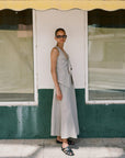 The Lucia Tie Vest in oatmeal