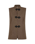 The Aria Stand-Up Collar Wool Vest in mocha