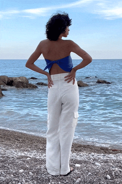 The Ida Scarf Top in klein blue