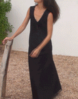 The Marie Sleeveless Wool Vest in black with lace trim