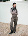 The Cora Cigarette Felted Wool Trousers in mocha