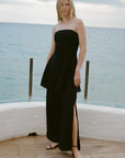 The Lena Wide-Leg Trousers With Slit in black