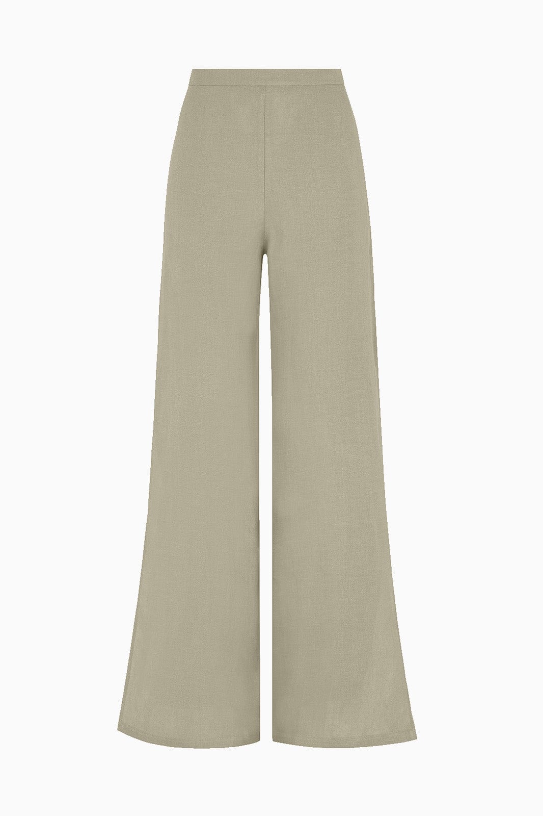 The Lena Wide-Leg Trousers With Slit in oatmeal