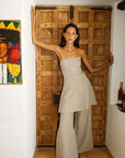 The Lena Wide-Leg Trousers With Slit in oatmeal