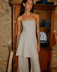 The Lena Wide-Leg Trousers With Slit in oatmeal