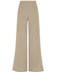 The Lena Wide-Leg Wool Trousers with side slit in beige