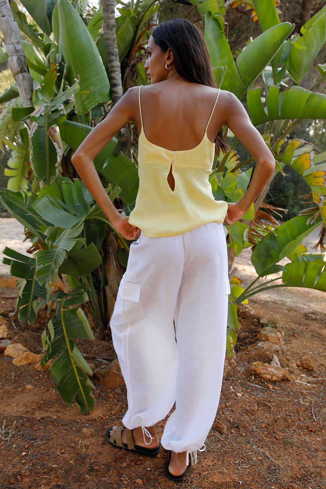 The Remi Cargo Drawstring Trousers in white