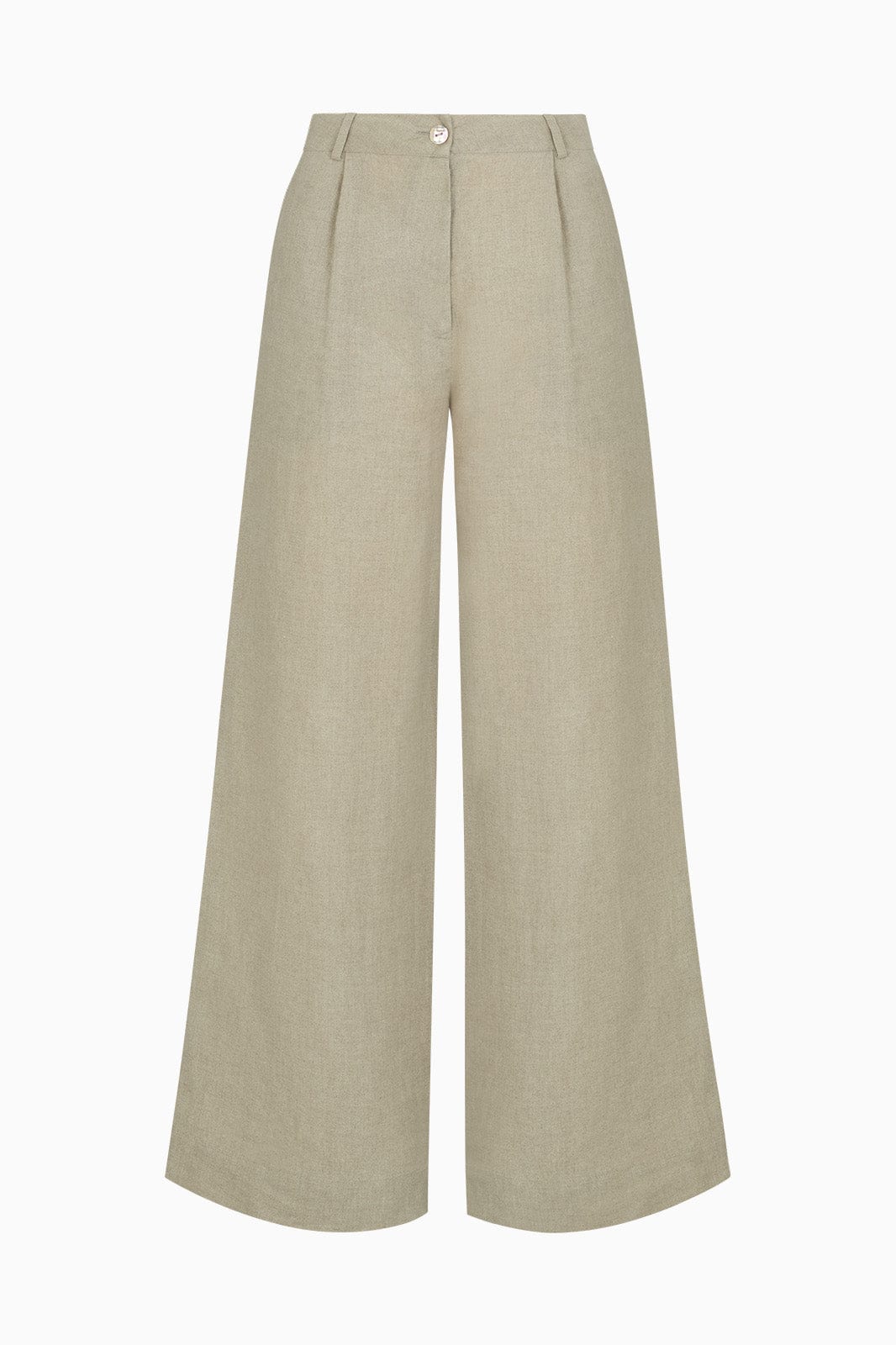 The Willow Wide-Leg Pleated Linen Trousers in oatmeal