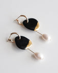 Pearl and Porcelain Black Earrings
