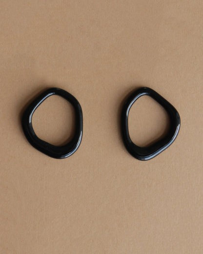 Black Pearl and Porcelain Hoop Earrings