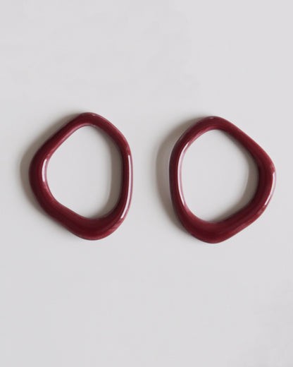 Burgundy Pearl and Porcelain Hoop Earrings