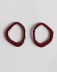 Burgundy Pearl and Porcelain Hoop Earrings