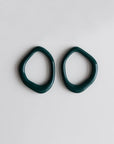 Dark Green Pearl and Porcelain Hoop Earrings