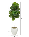 Artificial Fiddle Leaf Fig Tree in White Planter, 52”