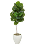 Artificial Fiddle Leaf Fig Tree in White Planter, 52”