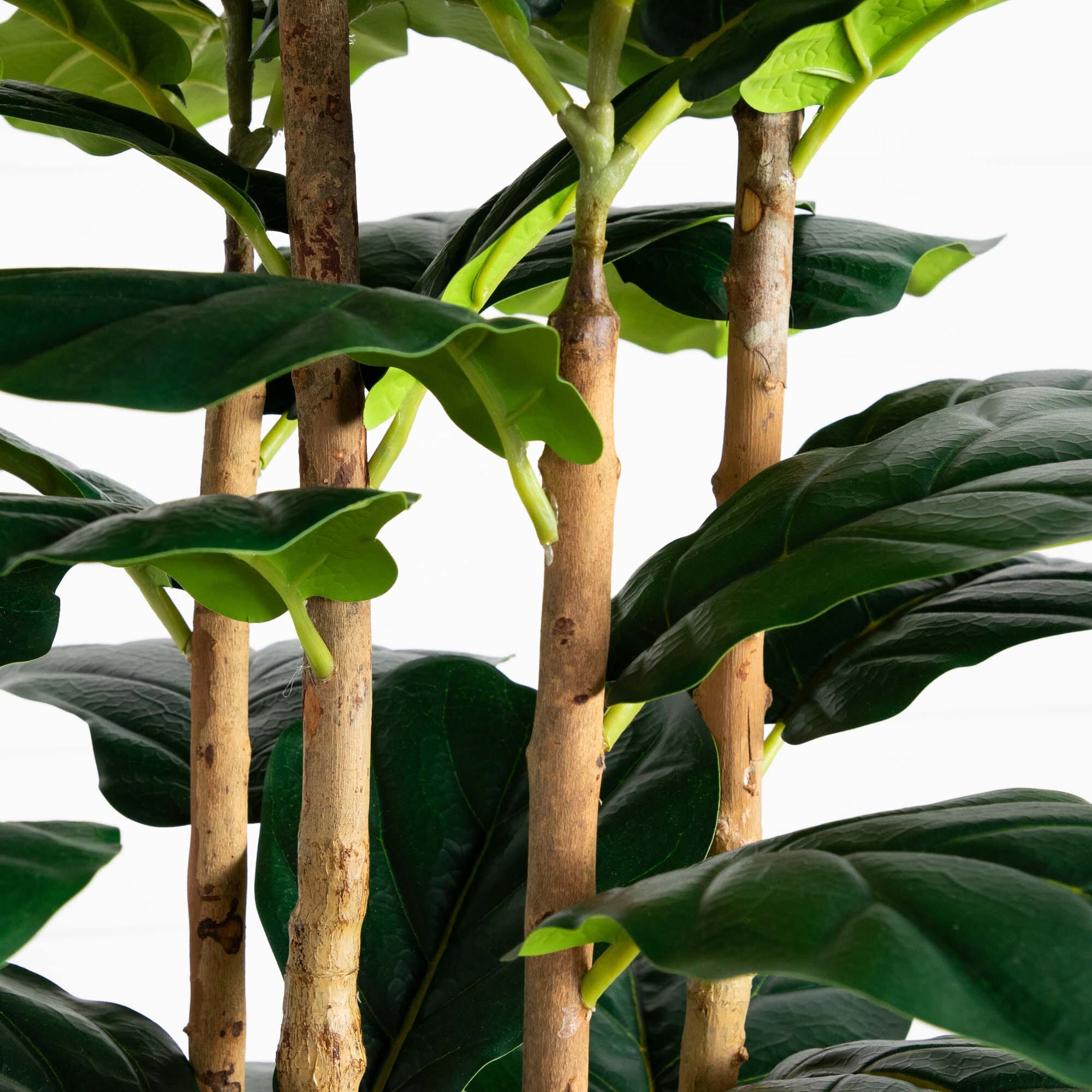 Artificial Fiddle Leaf Tree in White Planter - 7'