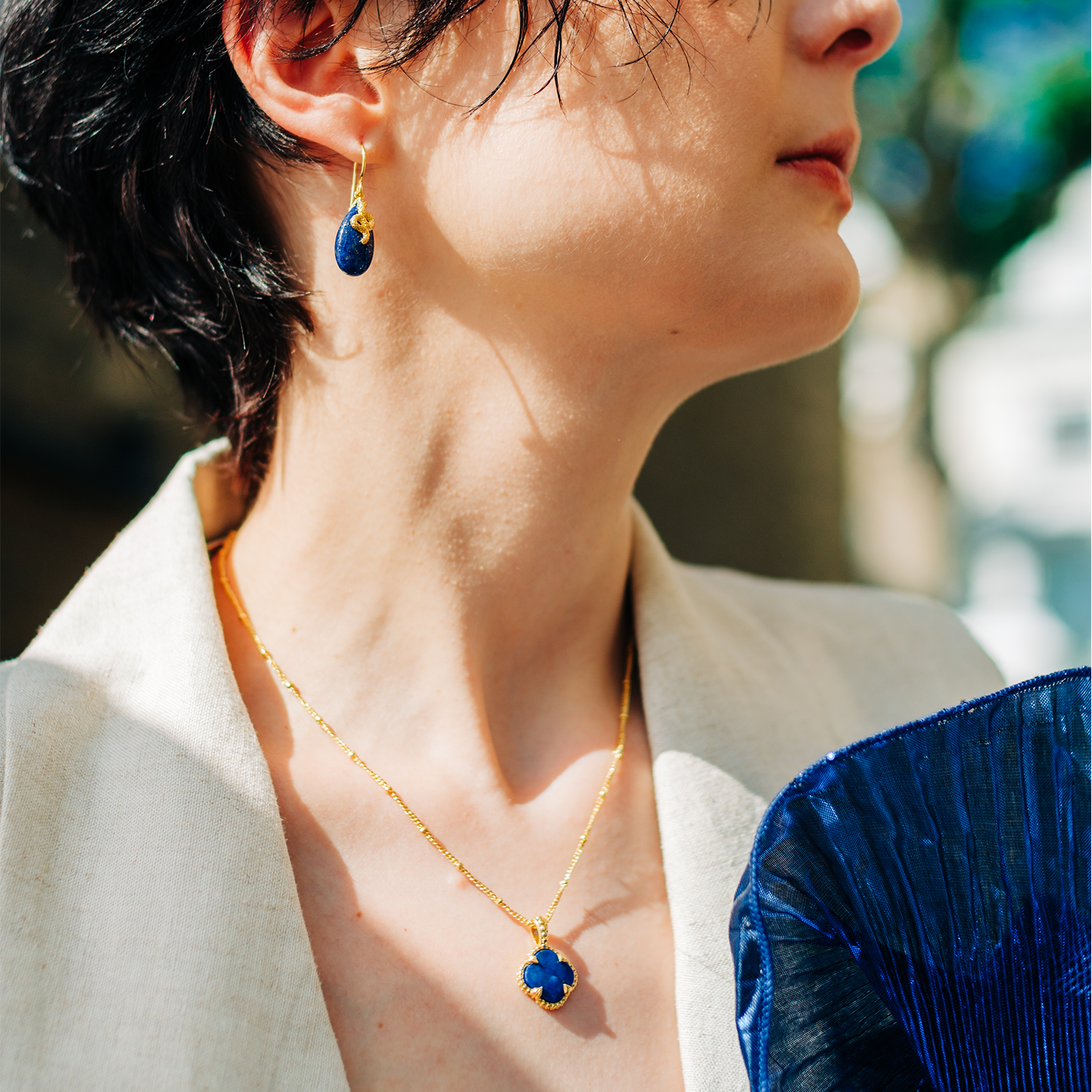 Pariba Onyx Gemstone Necklace in Gold