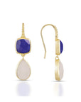 Charis Double Gemstone Earrings Blue Jade & Moonstone