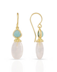 Persephone Double Gemstone Earrings in Moonstone and Amazonite