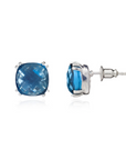 Iris Square Gemstone Studs Silver Iolite