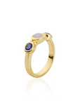 Iris Three Gemstones Ring Iolite & Moonstone