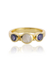 Iris Three Gemstones Ring Iolite & Moonstone