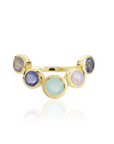 Iris Five Gemstones Ring Labradorite, Pariba Onyx, Moonstone & Iolite