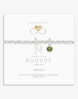 Initial & August Birthstone Bracelet | Personalised Stretch Bead Bracelet