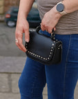 Aura Handmade Leather Bag - Black Studded