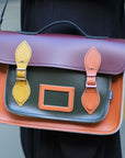 Handmade Leather Satchel - Autumnal Kaleidoscope
