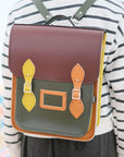 Handmade Leather City Backpack - Autumnal Kaleidoscope