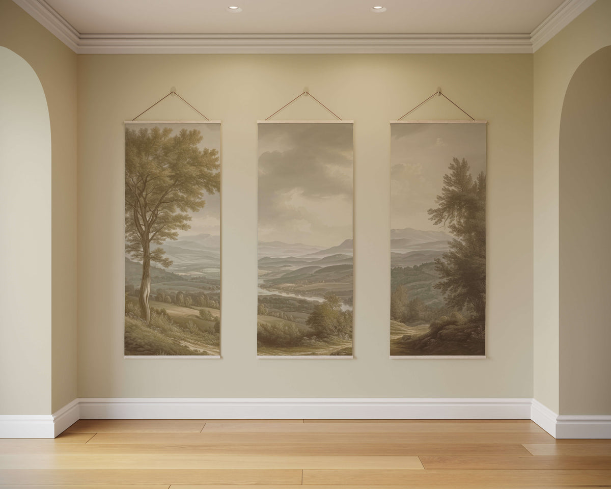 Vintage River Scene Tapestry