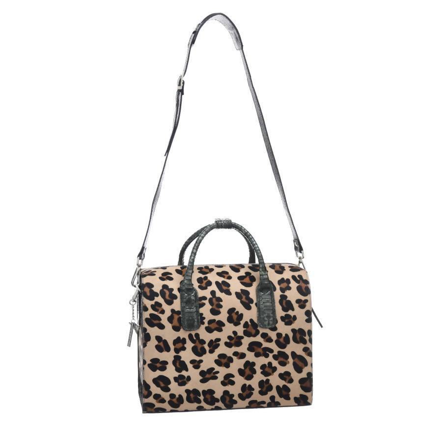 NEW Leopard Print Hair on Hide Leather Top Handle Bag