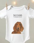 Mischievous Hot Dog Baby Bodysuit – Too Cute to Handle! Red Dachshund