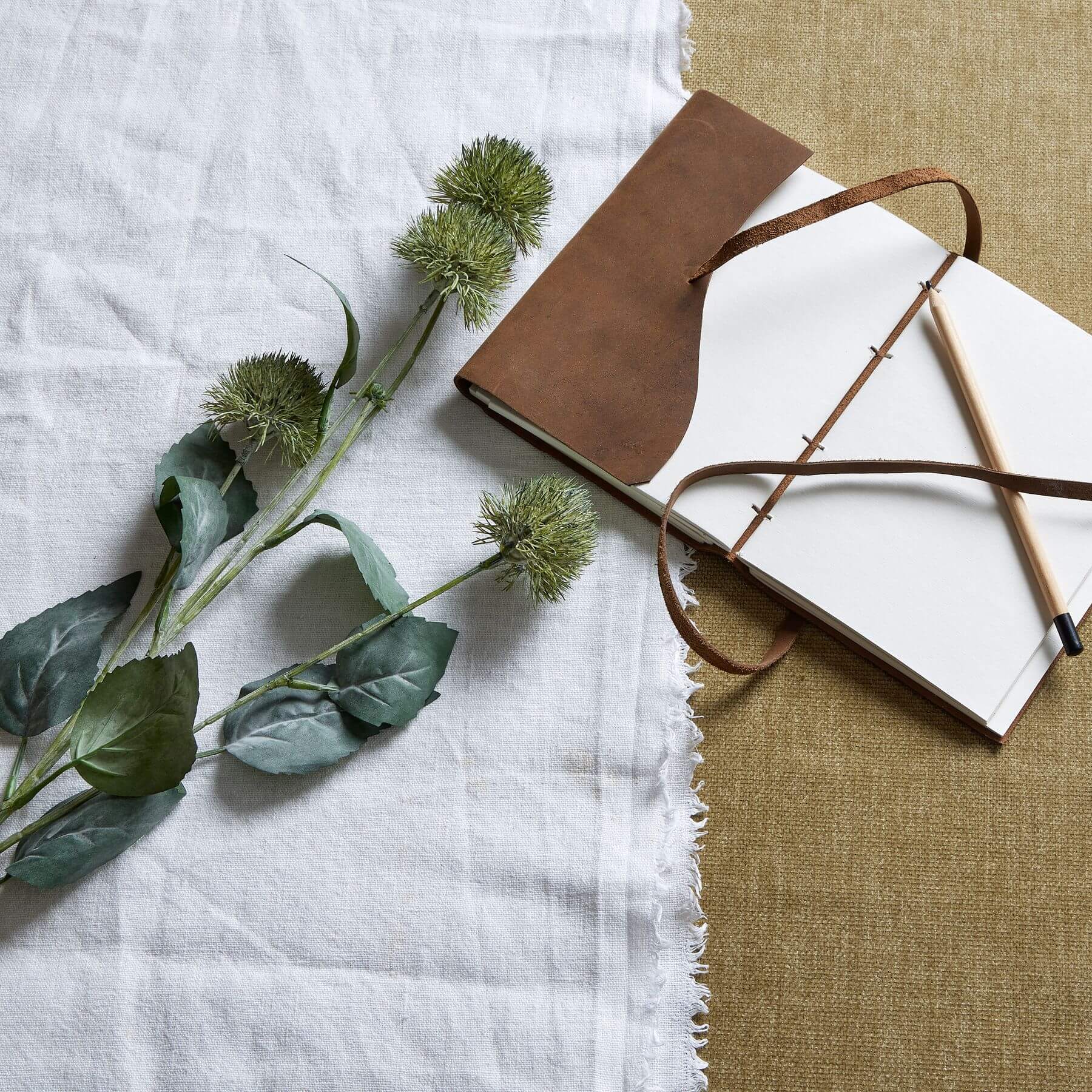 Artificial thistle stem with spherical head in natural green, 32 tall, lifelike texture for elegant home decor. by sostter at brixbailey.com