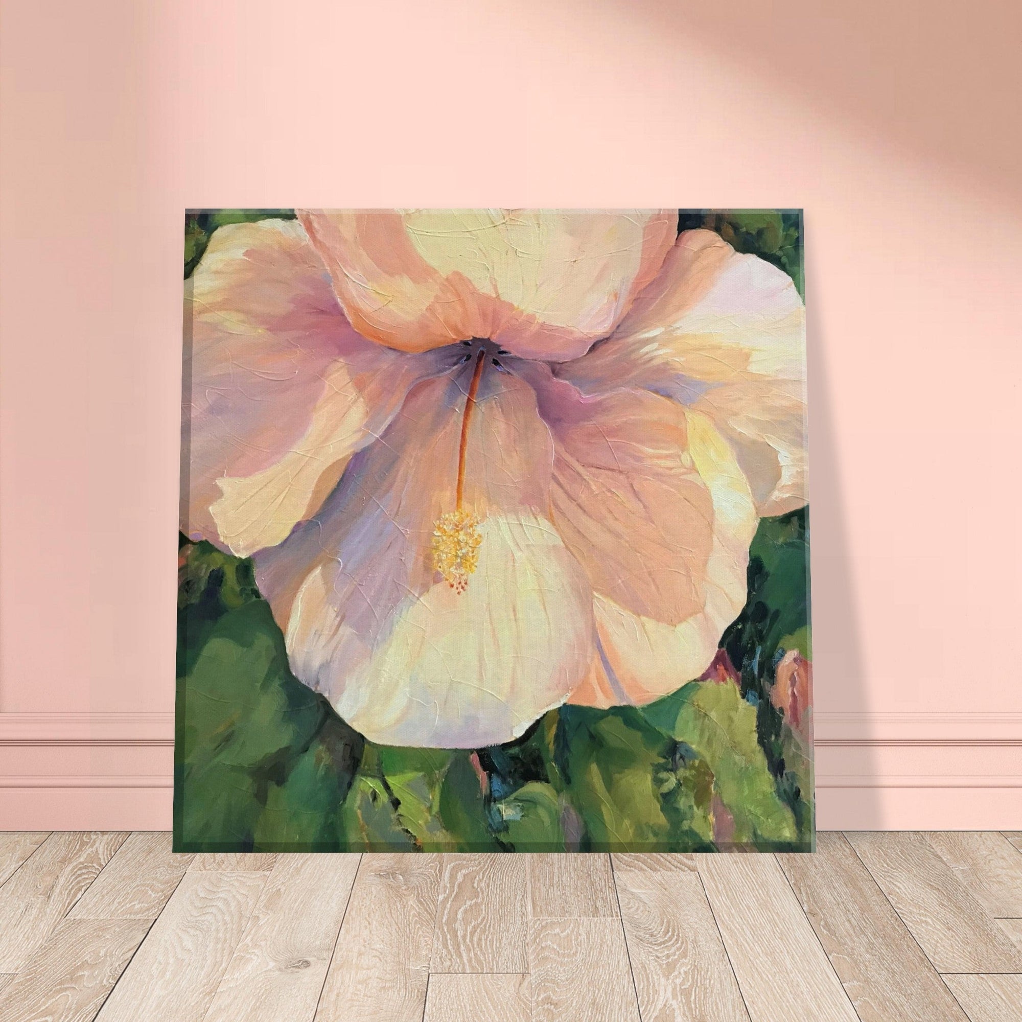 &quot;Hibiscus&quot; 8x8 inch Floral Art Print on Canvas I Original Oil Painting by Barbara Cleary