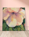 "Hibiscus" 8x8 inch Floral Art Print on Canvas I Original Oil Painting by Barbara Cleary