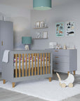 Grey Baby Cot with Adjustable Height Options