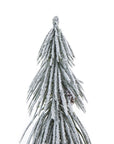 Charming Snow-Covered  Samll Christmas Tree in Rustic Wood Log