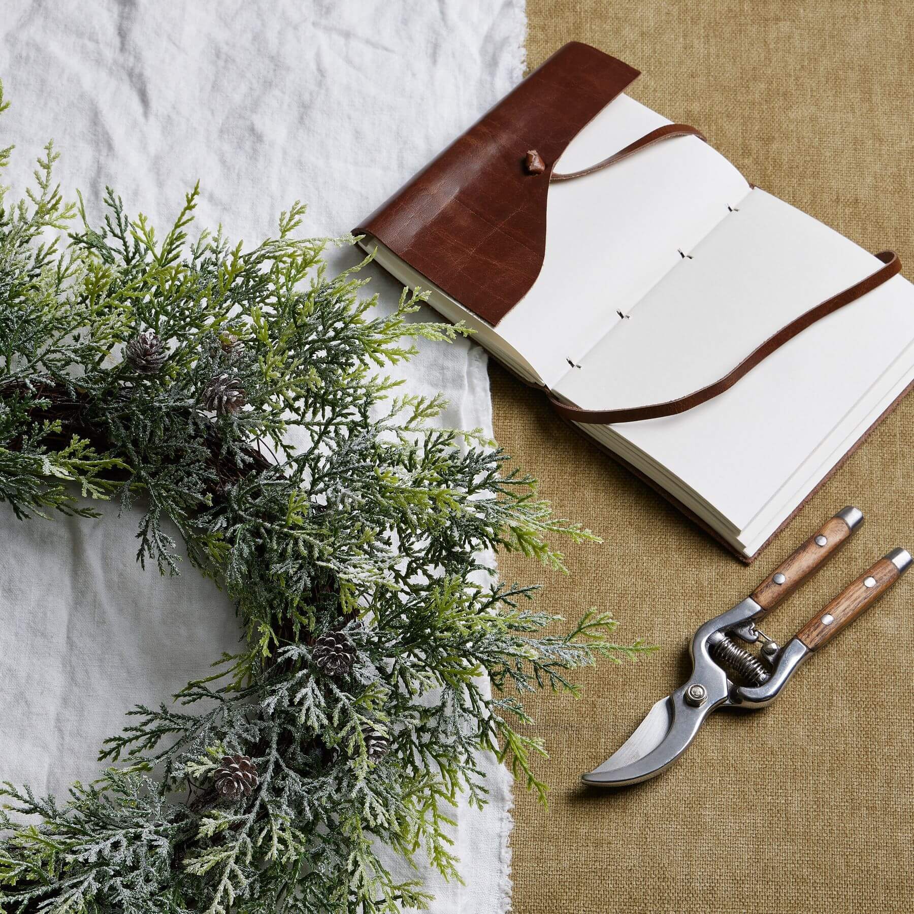 Frosted Pine Wreath with Natural Pinecones