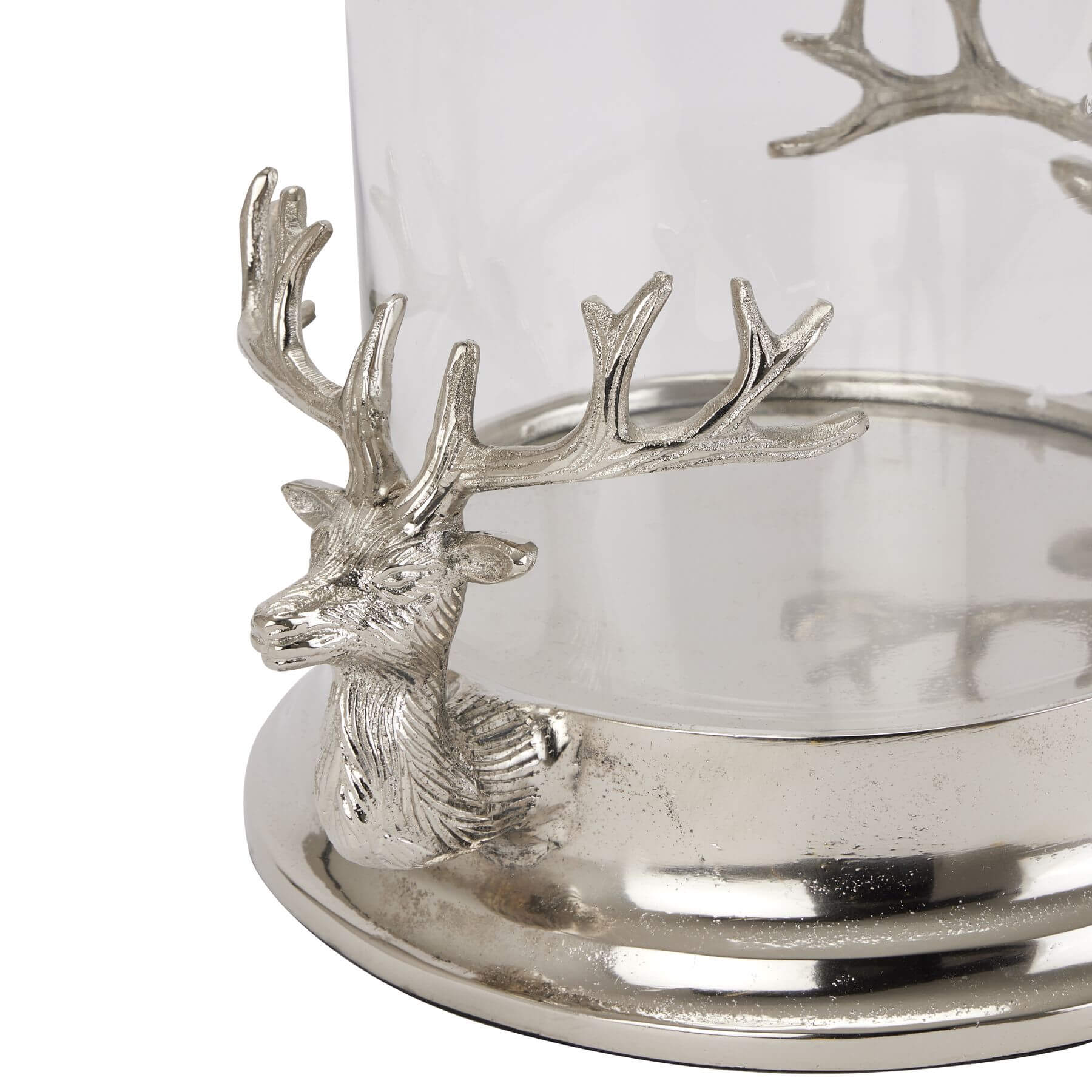 Silver Stag Hurricane Lantern | Elegant Outdoor Lighting