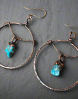 Raw Turquoise Hoops - Bohemian Jewelry | Handmade by Blackbird & Sage