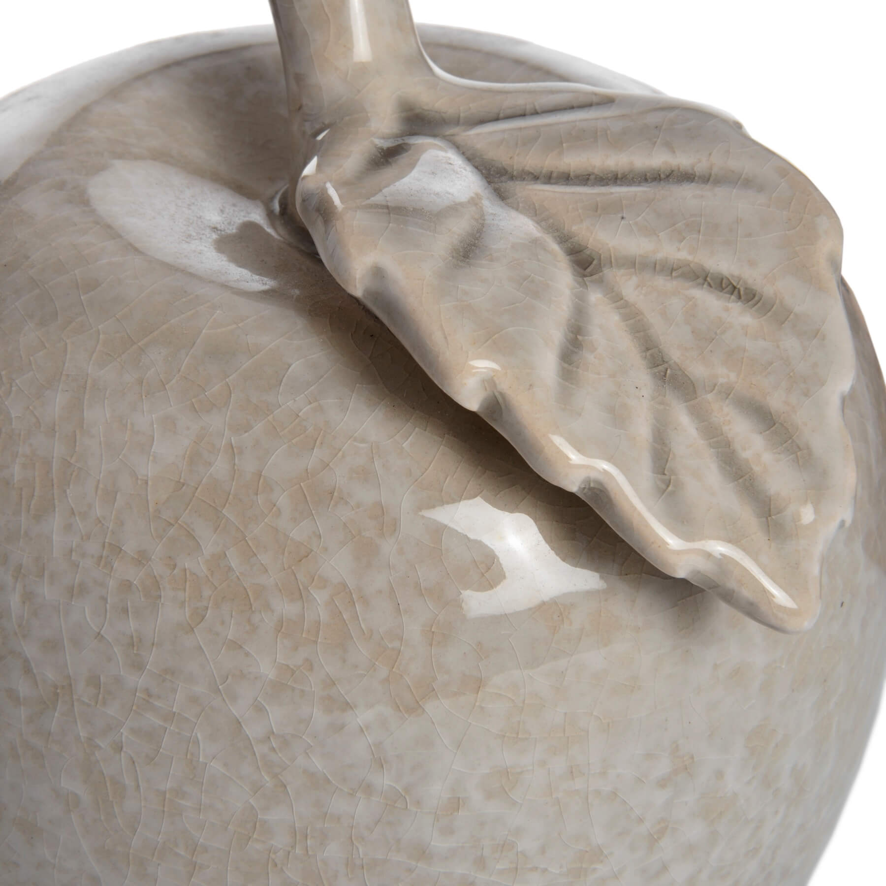 Crackle-glazed ceramic apple ornament in antique grey, handcrafted 14cm home decor piece with textured finish by RoomLondon at brixbailey.com