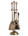Antique Brass Fireplace Tool Set with Ball Top Detail