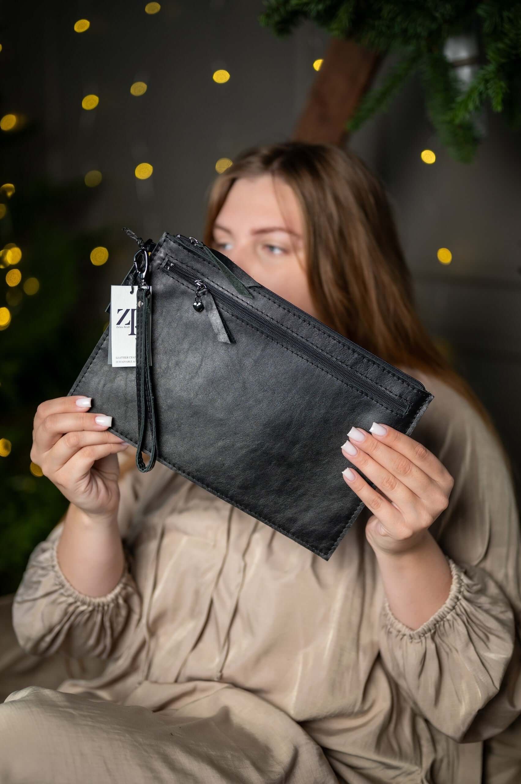 Black Leather Wristlet Wallet